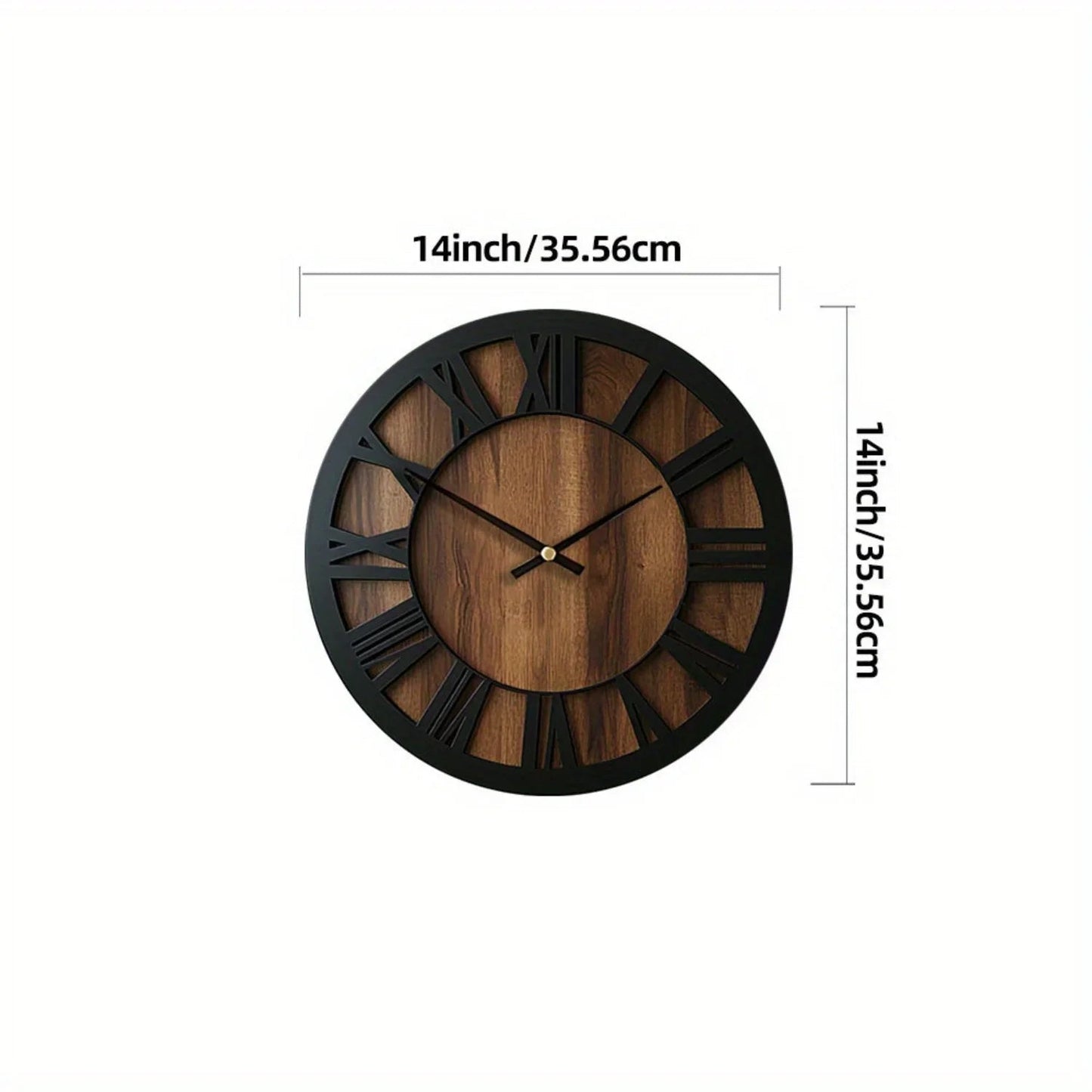 Wall Clock - Silent Wooden Round