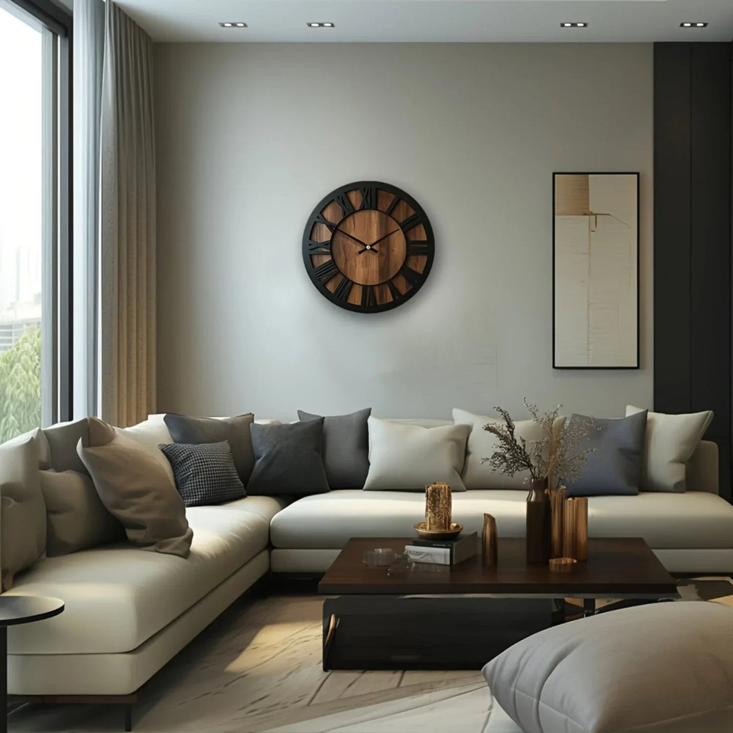 Wall Clock - Silent Wooden Round