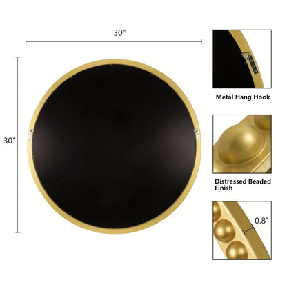 Wall Mirror - Beaded Gold 24 Inch