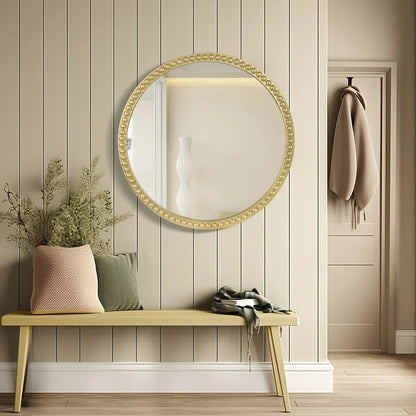 Wall Mirror - Beaded Gold 24 Inch
