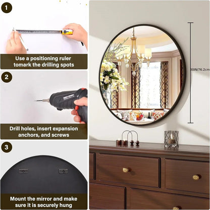 Wall Mirror - Modern Metal 30 Inch