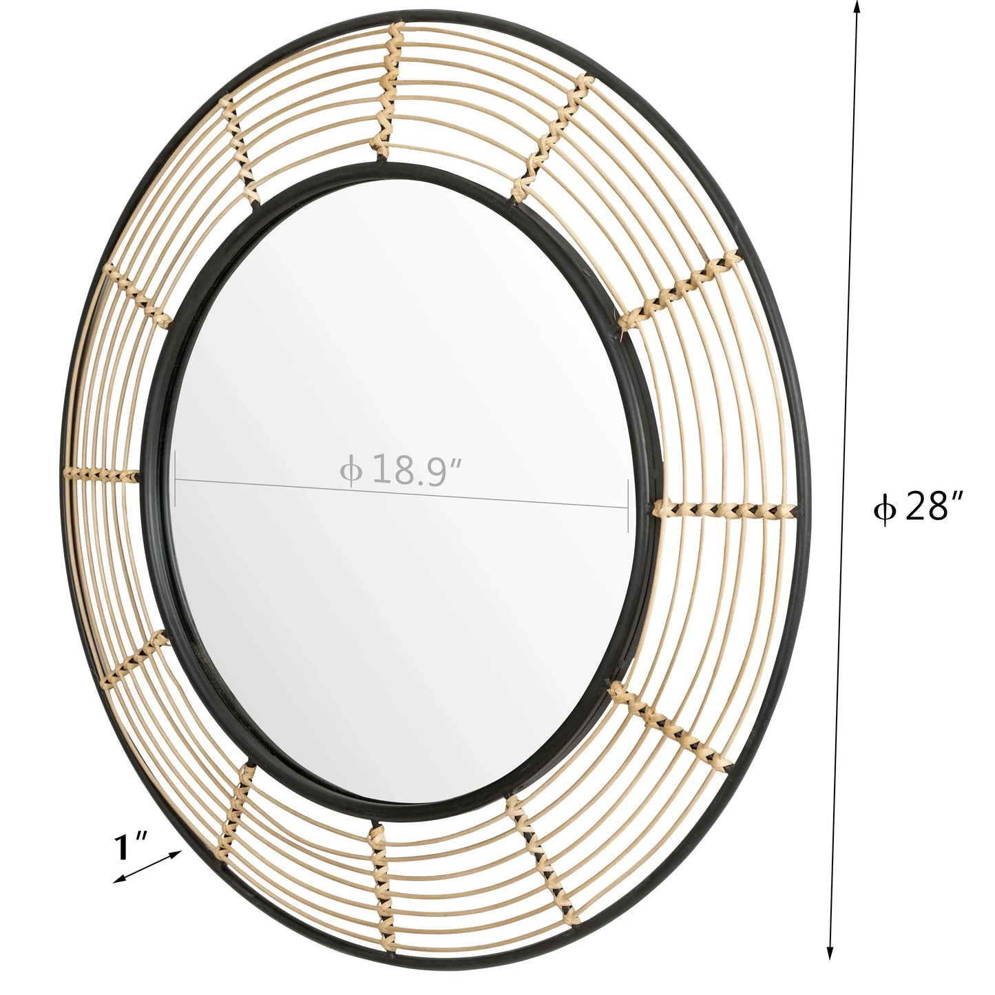 Wall Mirror - Rattan Large Round