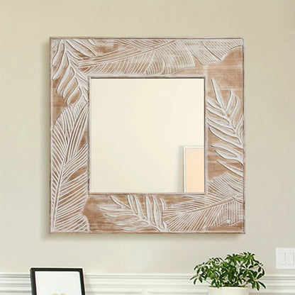 Wall Mirror - Rustic Wood Square