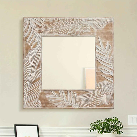 Wall Mirror - Rustic Wood Square