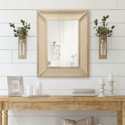 Wall Mirror - Woven Rattan Natural Rectangle