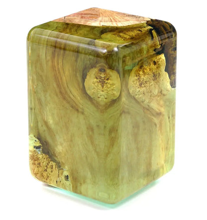 Resin Cube Side Table, Epoxy Wood Stool, Cube Accent Table