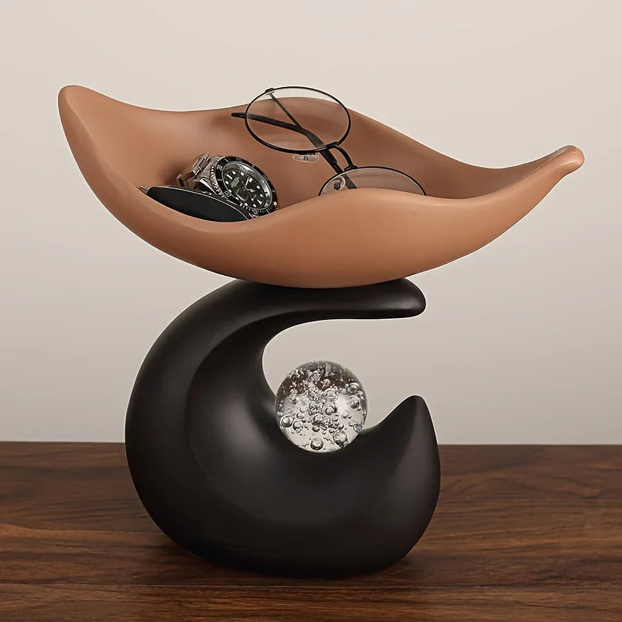 Wavy Entryway Trinket Tray with Crystal Ball