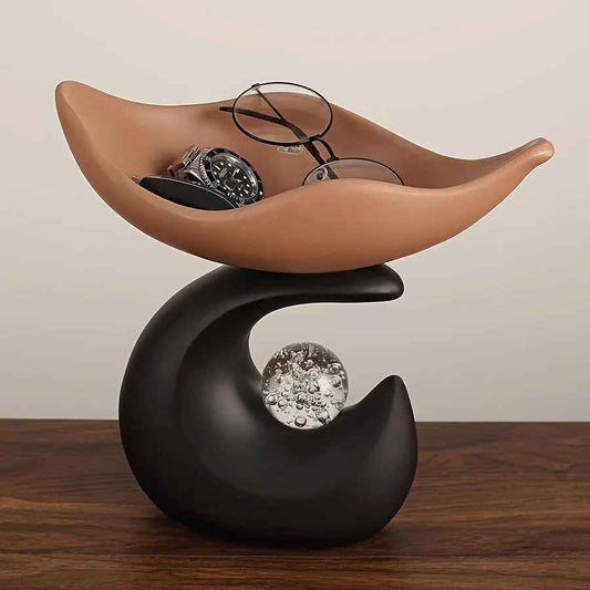 Wavy Entryway Trinket Tray with Crystal Ball