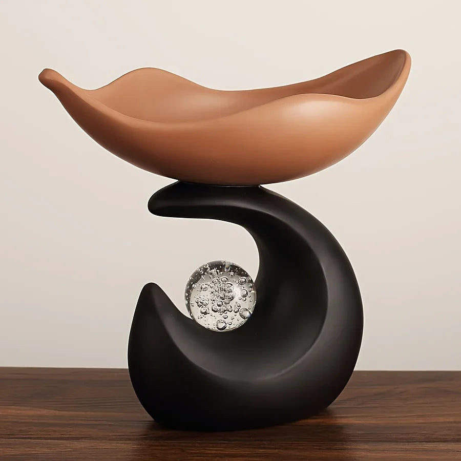 Wavy Entryway Trinket Tray with Crystal Ball