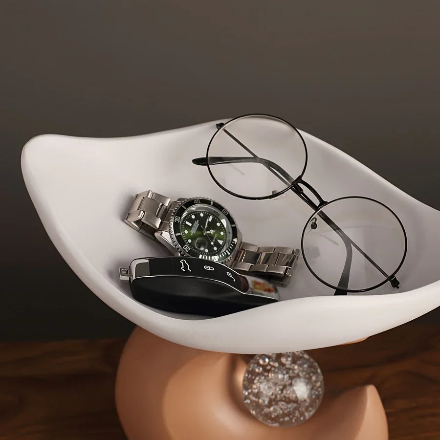 Wavy Entryway Trinket Tray with Crystal Ball