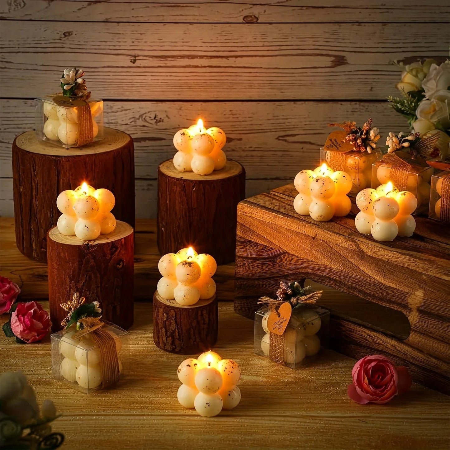 Wax Mini Bubble Candles, 30 Sets, Small Layered