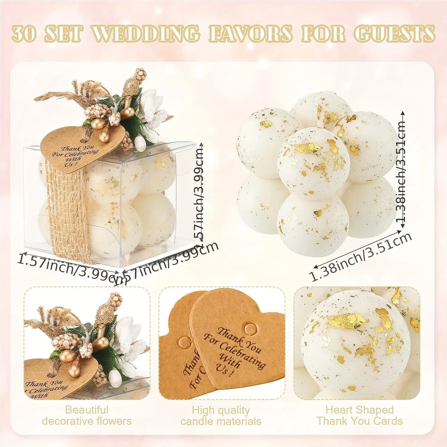 Wax Mini Bubble Candles, 30 Sets, Small Layered
