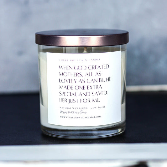 "When God created mothers..." - Mother's Day Whiskey Glass Candle - PoshaBella