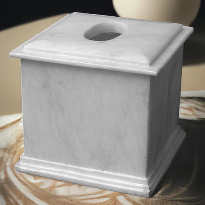 White Marble Facial Tissue Holder of Atlantic Collection - PoshaBella