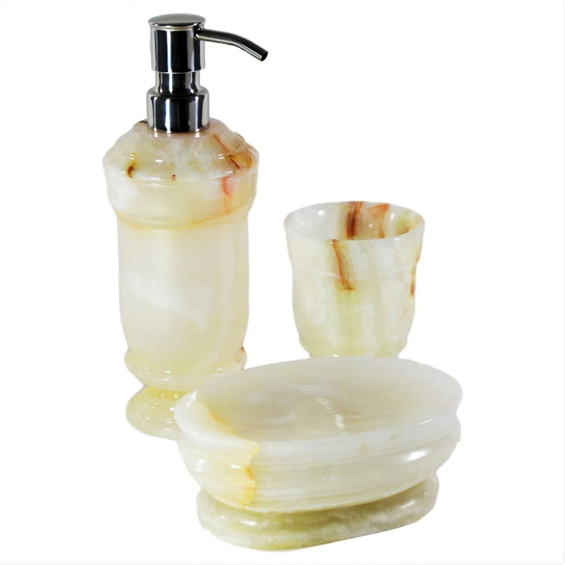 White Onyx 3-Piece Bathroom Accessory Set - PoshaBella