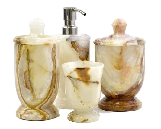 White Onyx 4-Piece Bathroom Accessory Set - PoshaBella