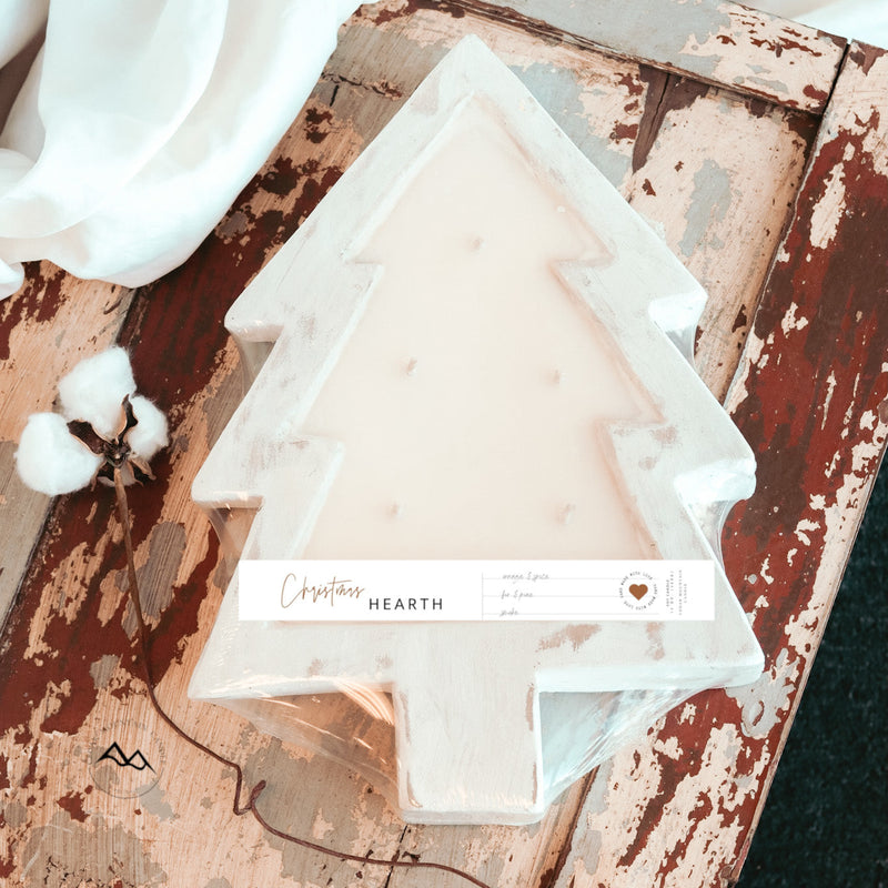 5 Wick White Wood Tree Bowl Candle - Christmas Hearth