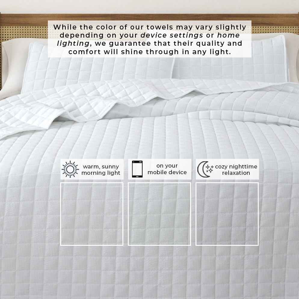 Box-Stitched Seersucker Quilt Set - Seersucker Collection