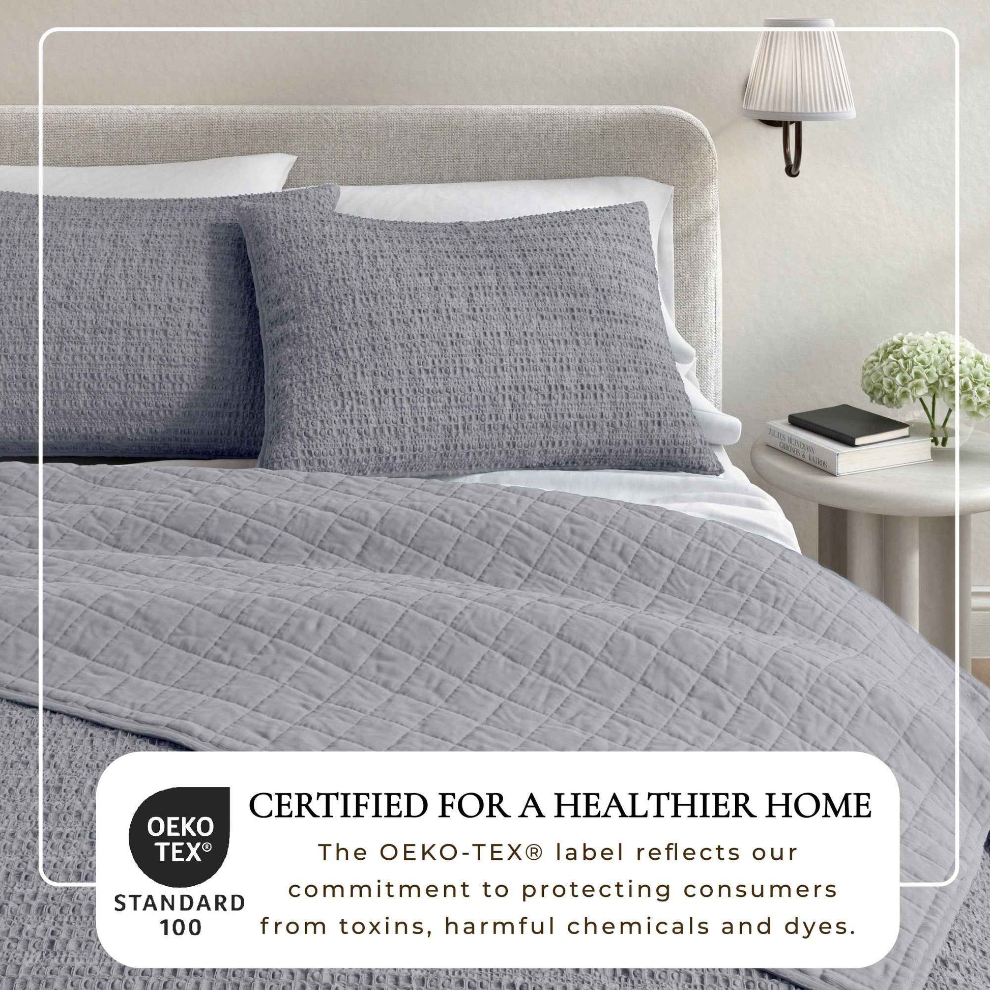 100% Cotton Honeycomb Waffle Garment Washed Quilt Set - Genevieve Collection
