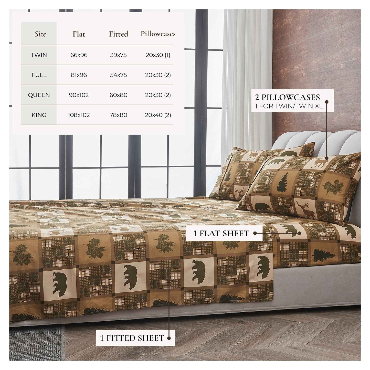 4-Piece Lodge Microfiber Sheet - Mountain Ridge Collection