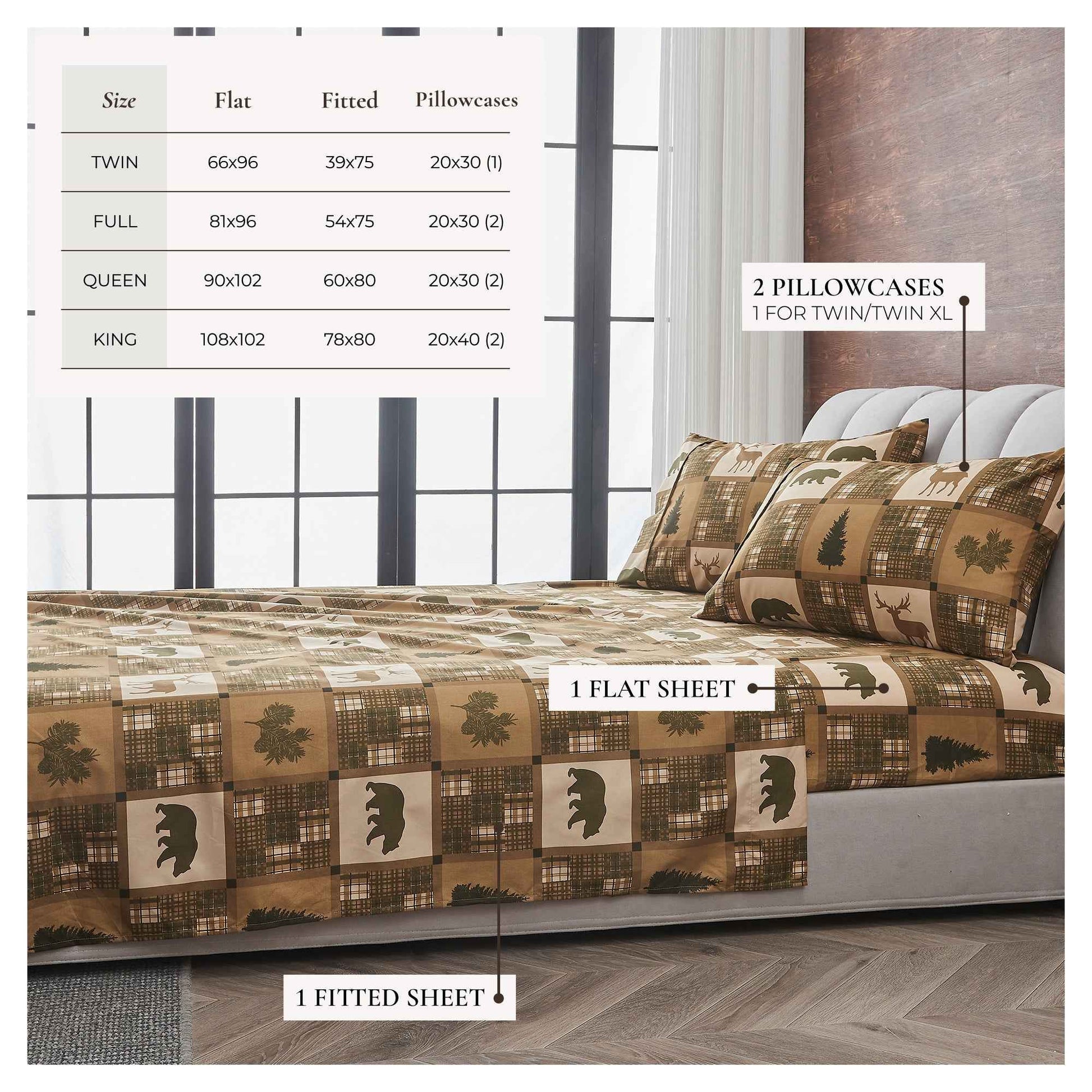 4-Piece Lodge Microfiber Sheet - Mountain Ridge Collection