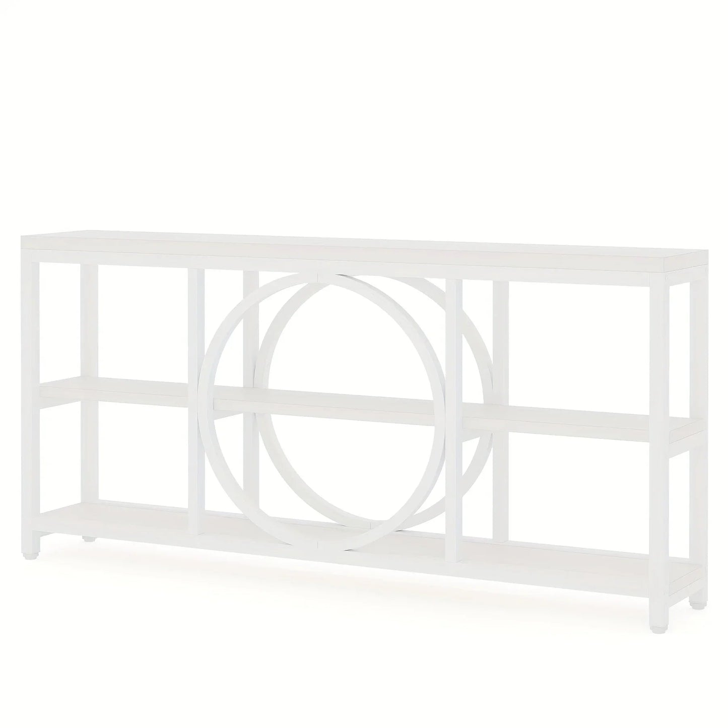Wood Sofa Console Table with 3 Tier Storage, 70.9 inch, Black