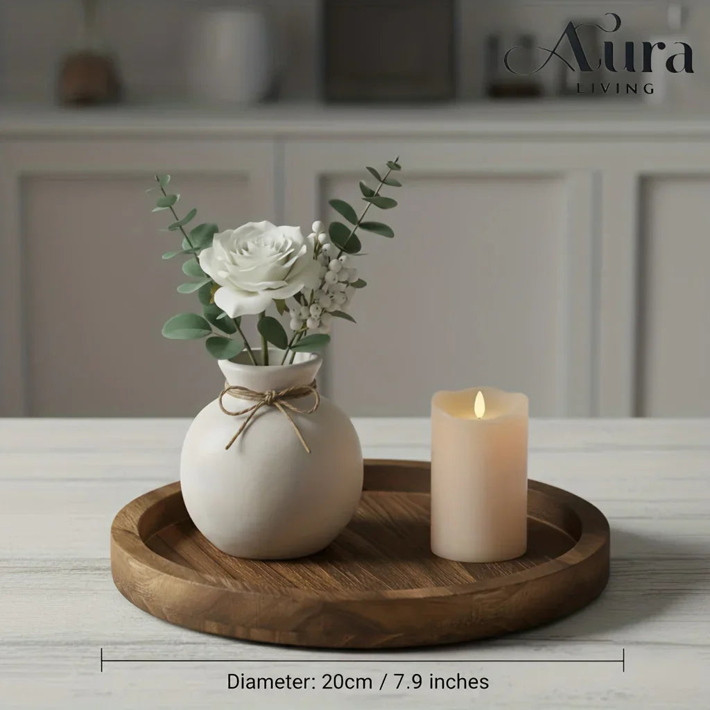Wood Tray - Rustic Wooden Round