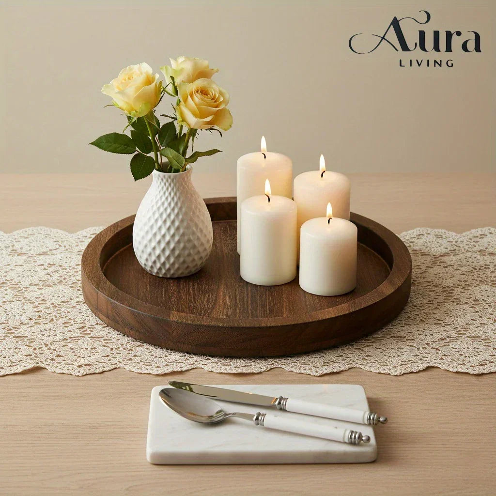 Wood Tray - Rustic Wooden Round