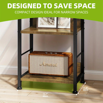 Wooden 6-Tier Brown Bookshelf with Storage Hooks