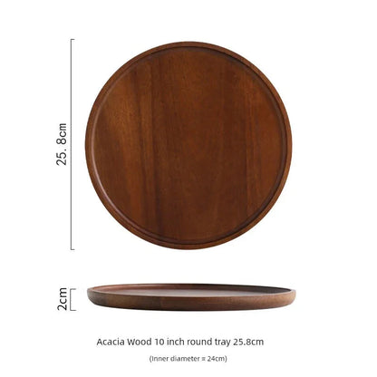 Wooden Round Tea Tray Serving Platter