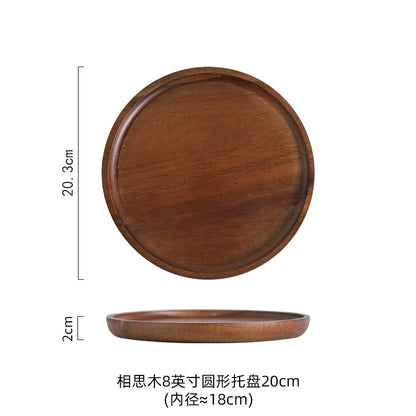 Wooden Round Tea Tray Serving Platter