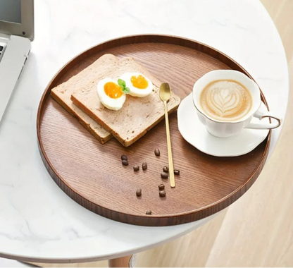 Wooden Serving Tray Round Natural Wood Platter