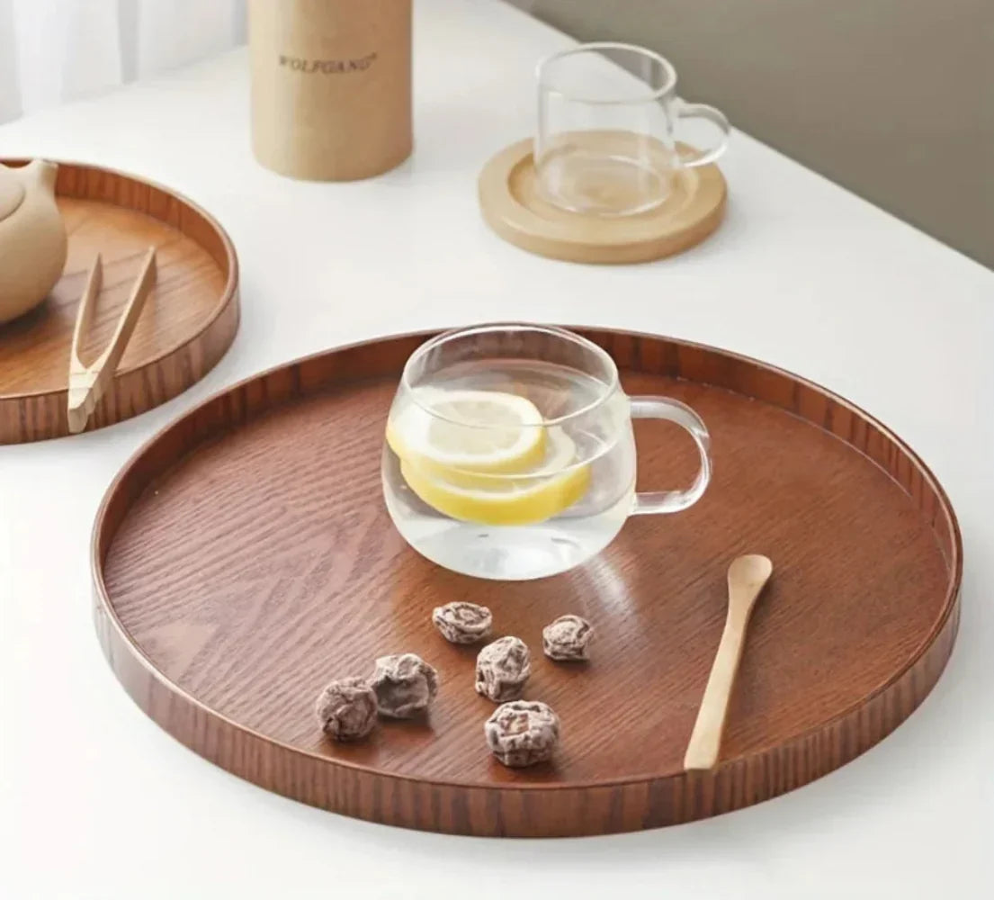 Wooden Serving Tray Round Natural Wood Platter