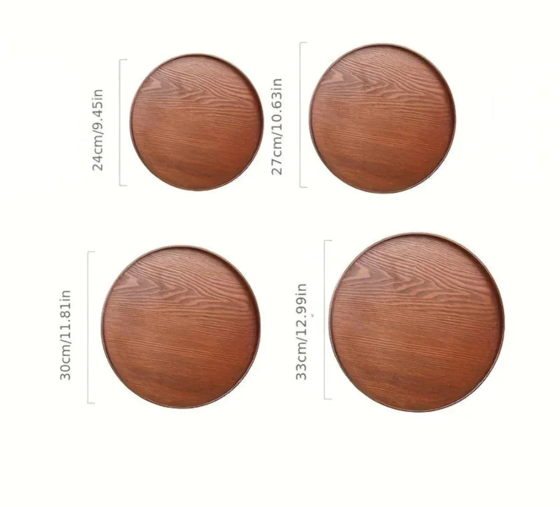 Wooden Serving Tray Round Natural Wood Platter