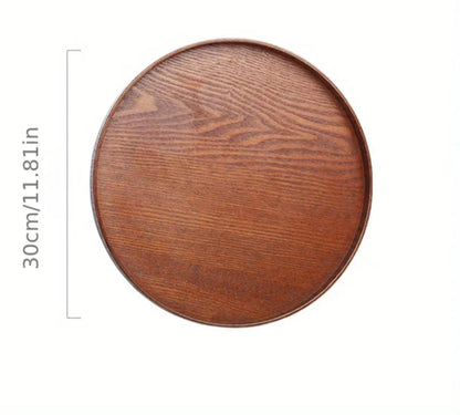 Wooden Serving Tray Round Natural Wood Platter