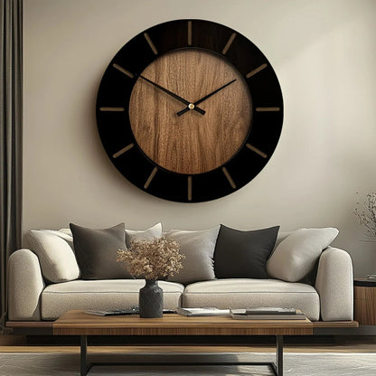 Wooden Silent Wall Clock with Vintage Design