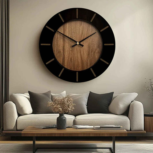 Wooden Silent Wall Clock with Vintage Design