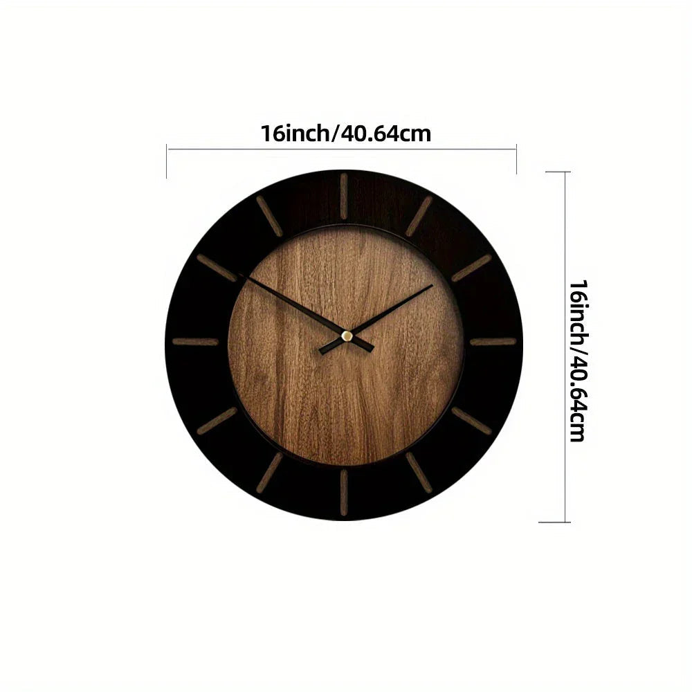 Wooden Silent Wall Clock with Vintage Design