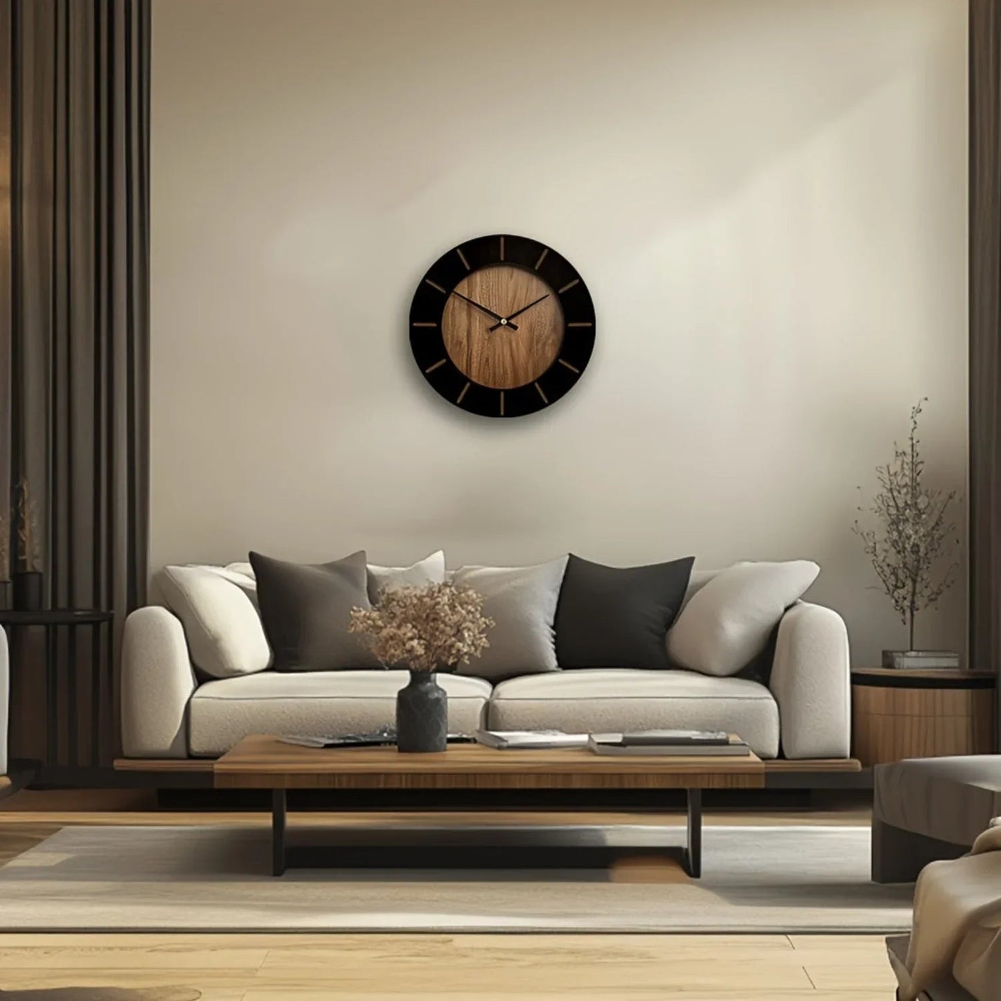 Wooden Silent Wall Clock with Vintage Design