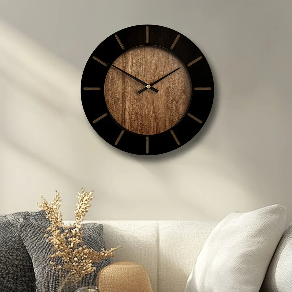 Wooden Silent Wall Clock with Vintage Design