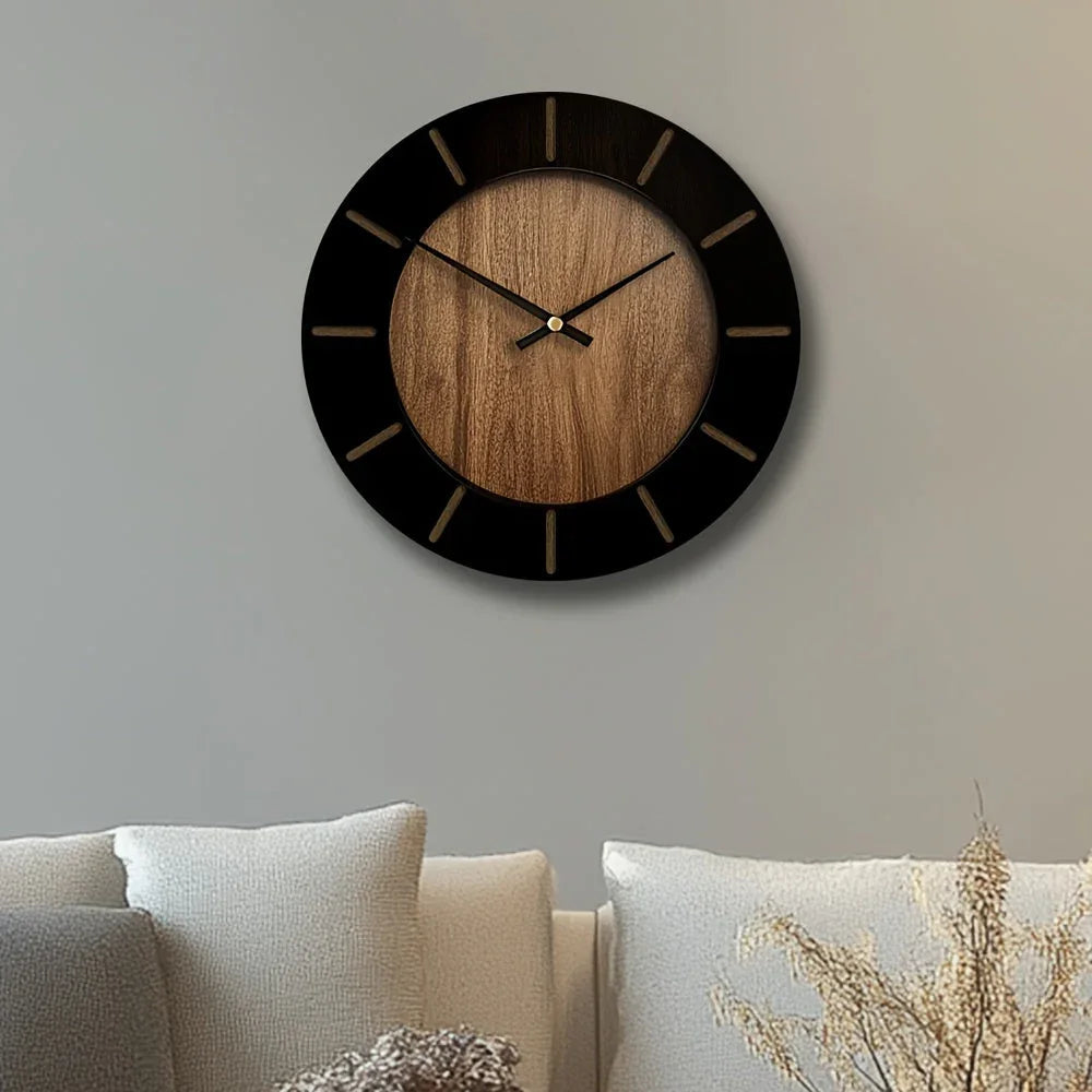 Wooden Silent Wall Clock with Vintage Design