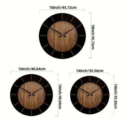 Wooden Silent Wall Clock with Vintage Design