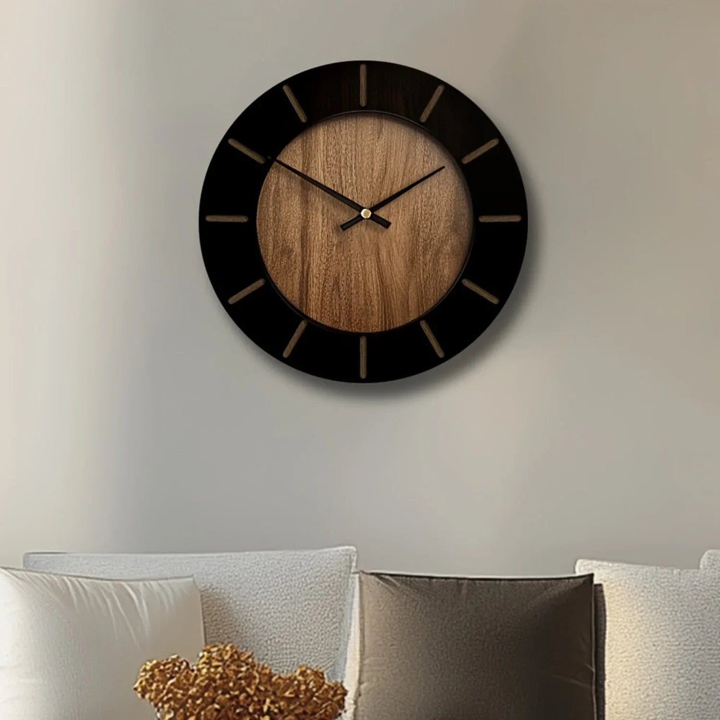 Wooden Silent Wall Clock with Vintage Design
