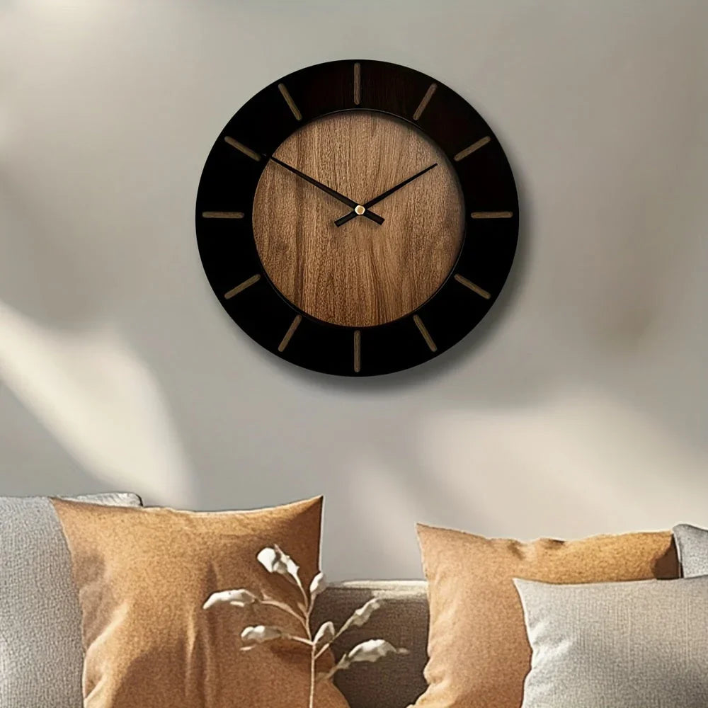 Wooden Silent Wall Clock with Vintage Design