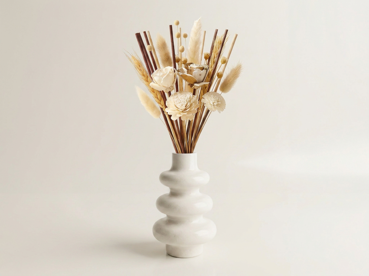 The Stacked Bubble Vase Reed Diffuser Gift Set, Gypsum White 9" Sunsum® Intentional Living