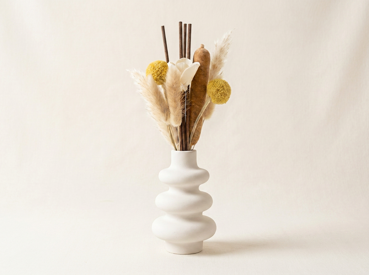 The Stacked Bubble Vase Reed Diffuser Gift Set, Gypsum White 9" Sunsum® Intentional Living