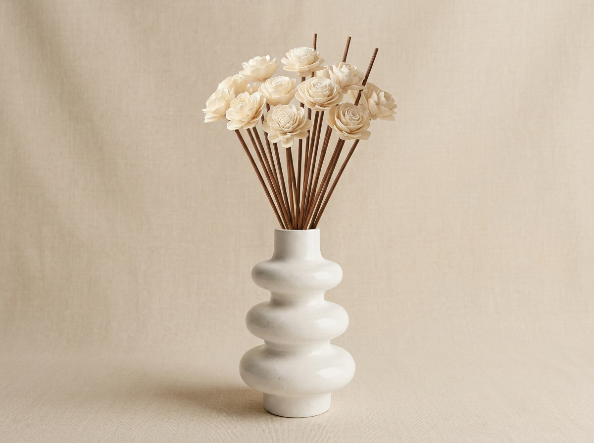 The Stacked Bubble Vase Reed Diffuser Gift Set, Gypsum White 9" Sunsum® Intentional Living