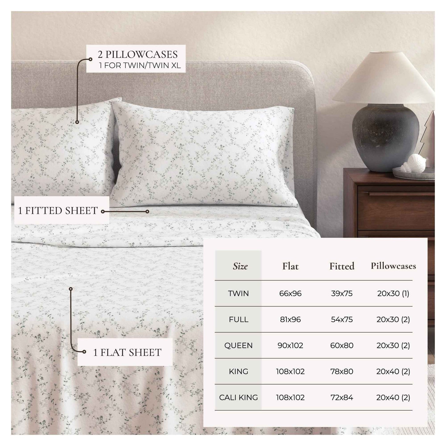 Turkish Cotton Flannel Sheet Set - Winter Floral Collection