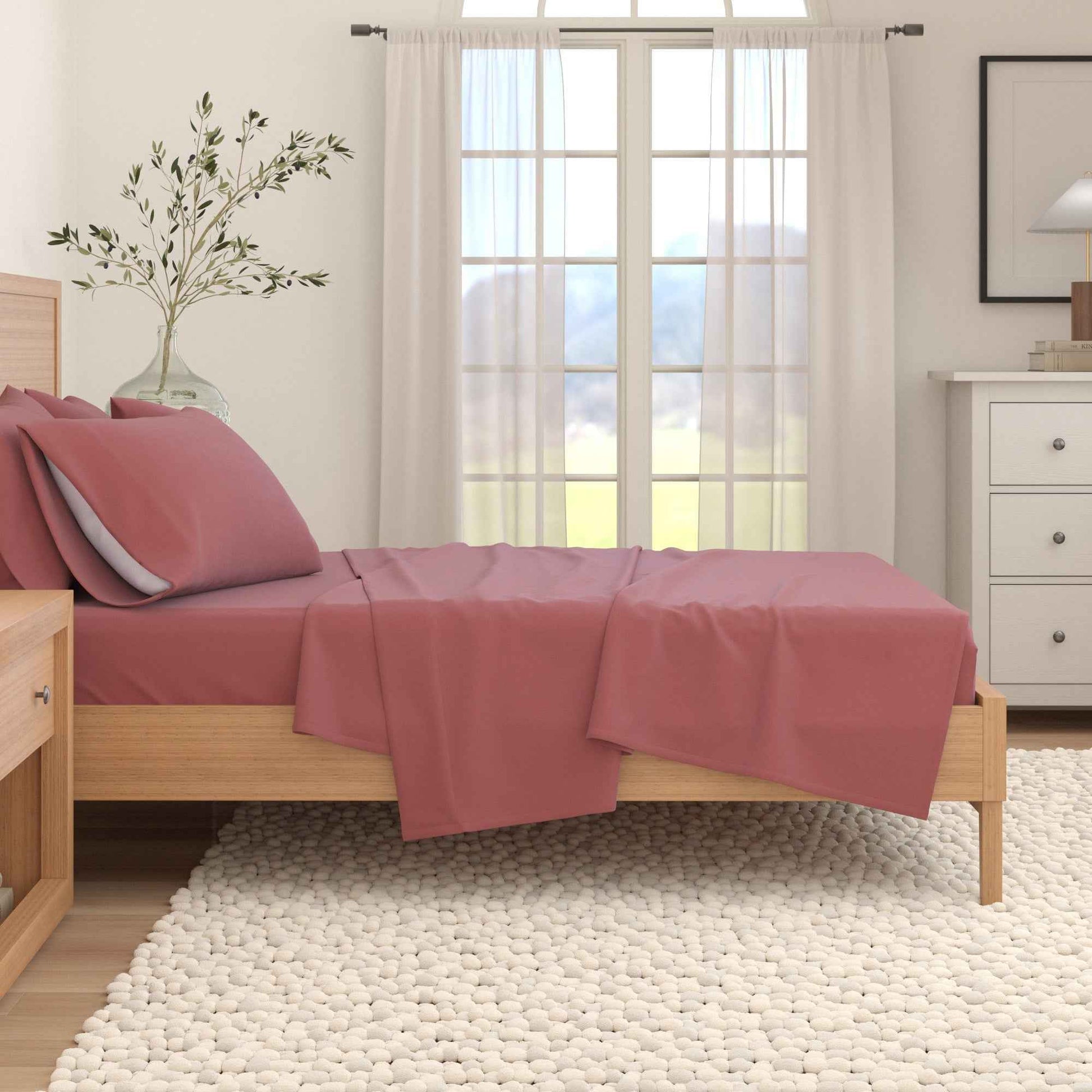 4-Piece Cotton Solid Flannel Sheet - Nordic Collection