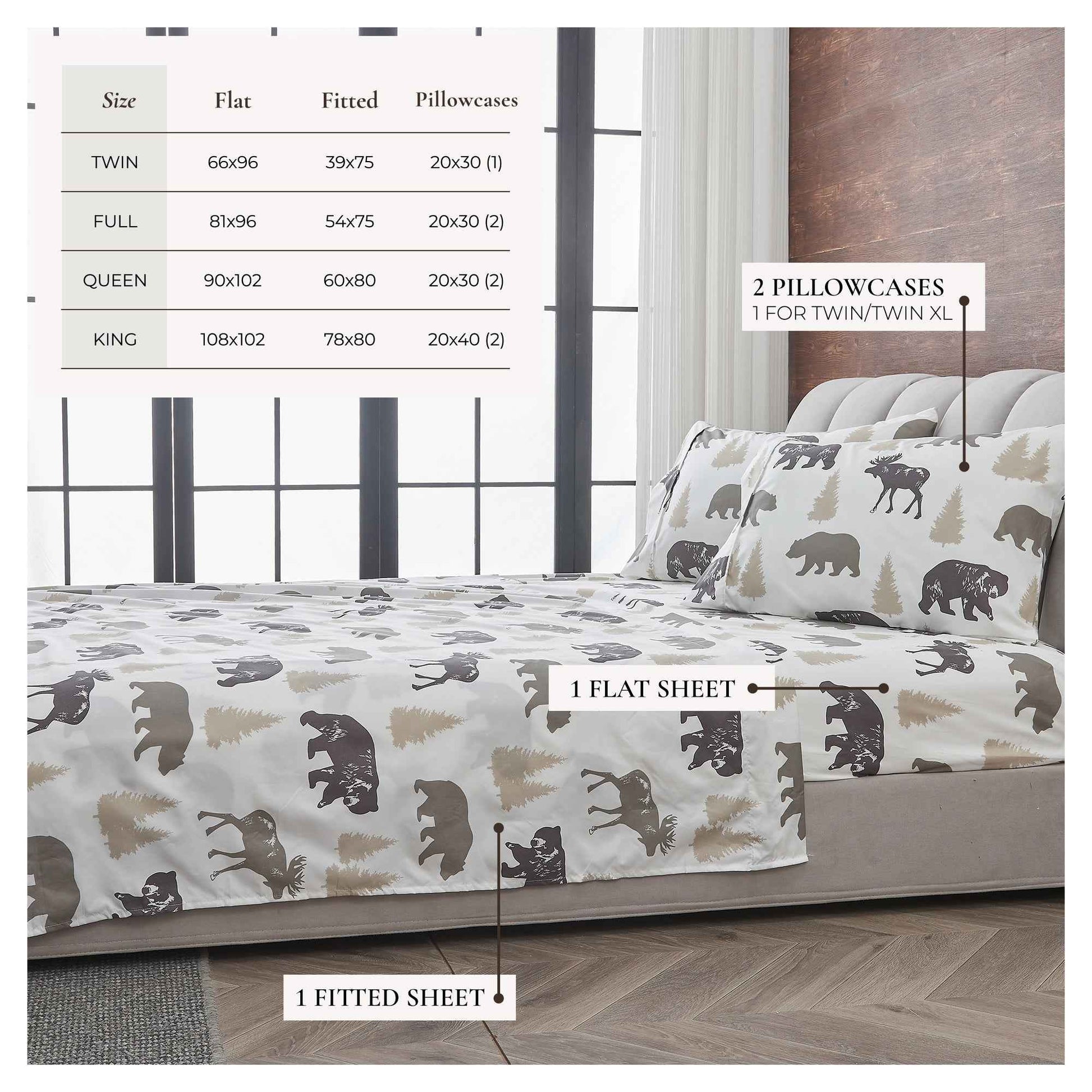 4-Piece Lodge Microfiber Sheet - Mountain Ridge Collection